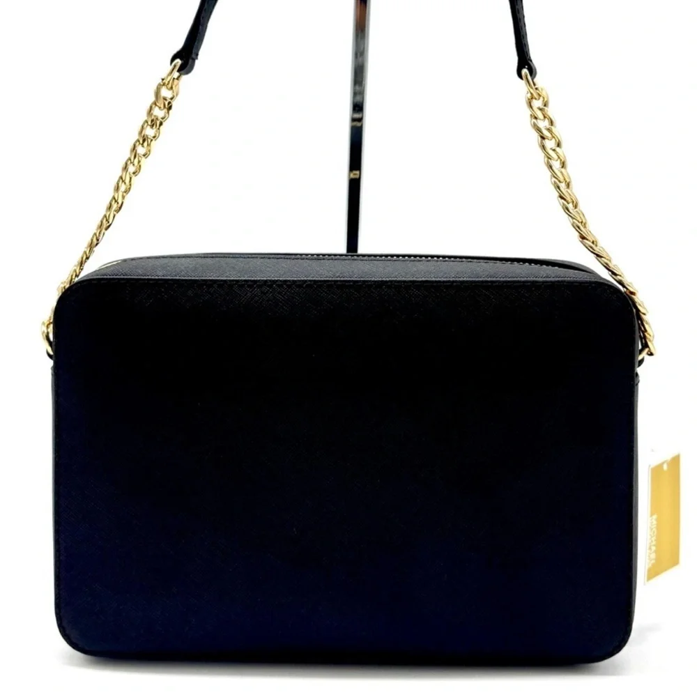 Michael Kors Large Jet Set Item EW Chain Xbody Crossbody Bag Black/Gold